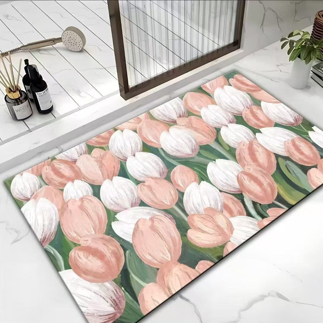 Floral Print Bath Mat Bowlift