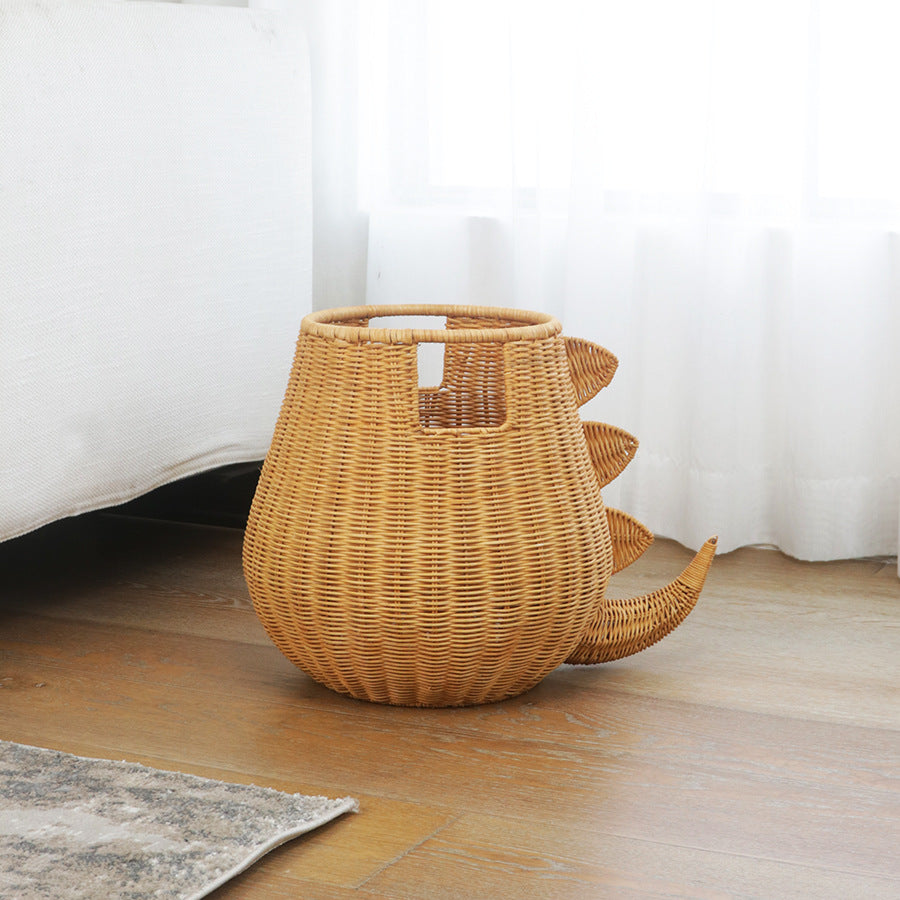 Creative Dinosaur-Shaped Woven Storage Basket Bowlift