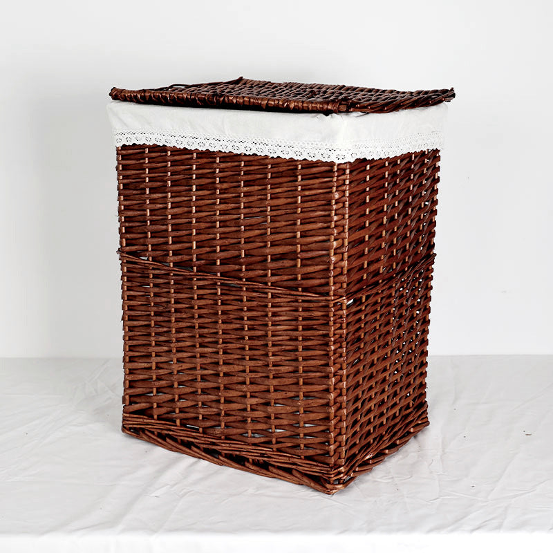Women's laundry basket with decorative fabric cover and practical lid Bowlift