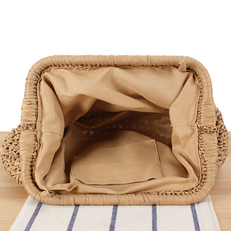 Braided Clutch with Pearl Accent Bowlift