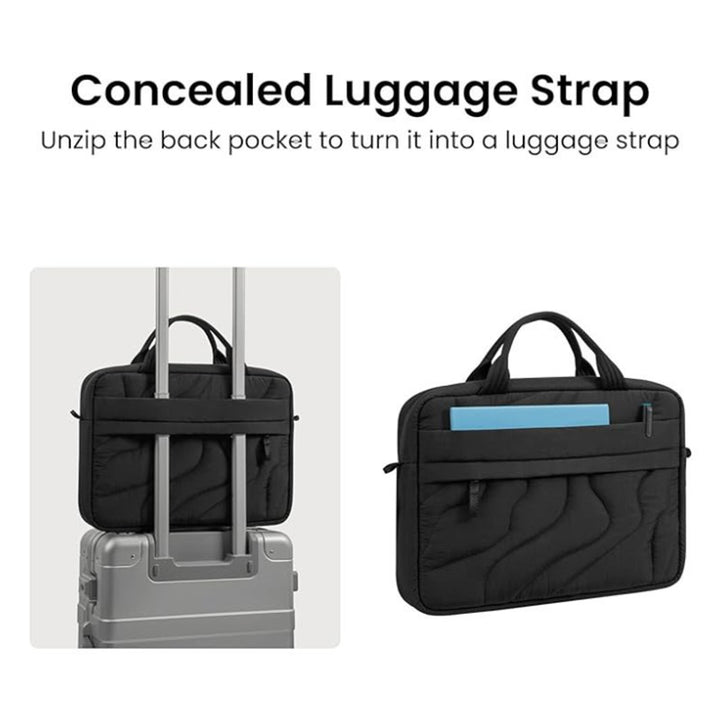 Padded Laptop Bag with Stylish Wave Pattern Bowlift