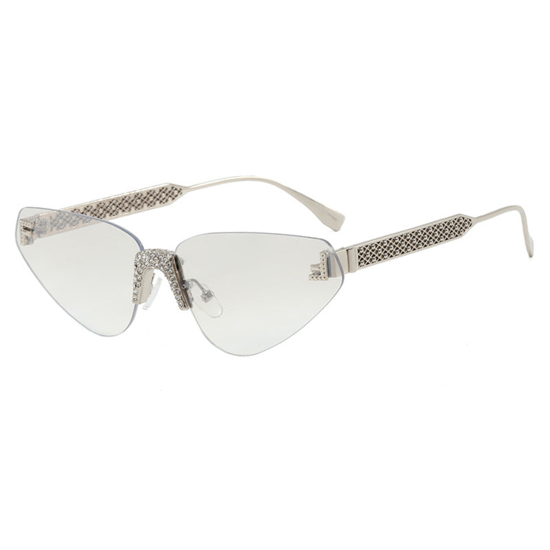 Women Designer Cat Eye Sunglasses with Sparkling Rhinestone Embellishment Bowlift
