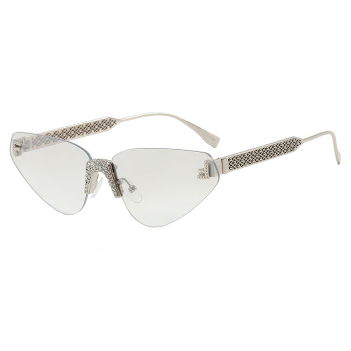 Women Designer Cat Eye Sunglasses with Sparkling Rhinestone Embellishment Bowlift