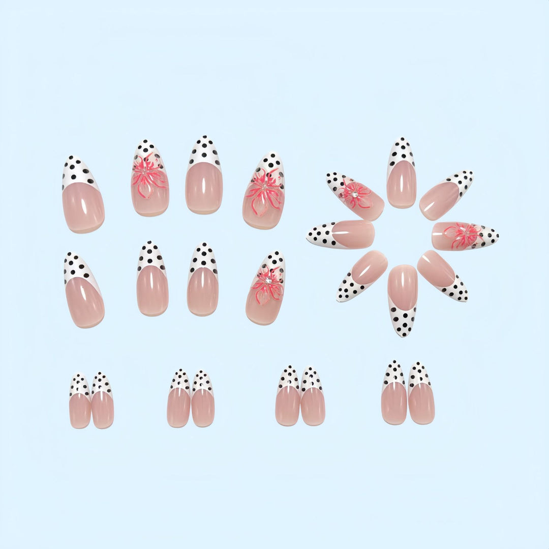 Artificial nails with floral accent and elegant tip Bowlift