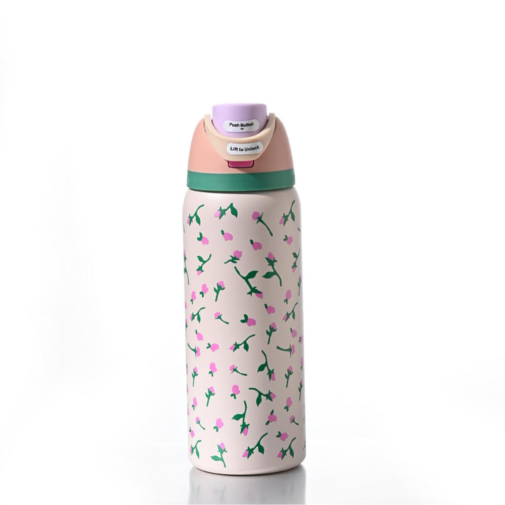 Insulated Stainless Steel Vacuum Water Bottle With One-Touch Flip Lid And Leakproof Safety Lock