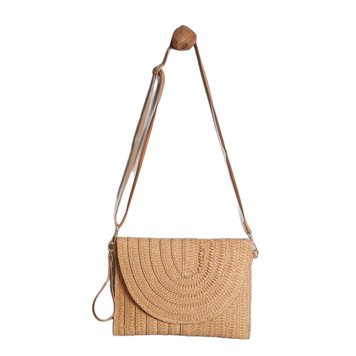 Handbag Made of High-Quality Woven Straw with Elegant Flap Closure Bowlift