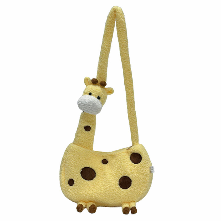 Plush Shoulder Bag in Giraffe Design Bowlift