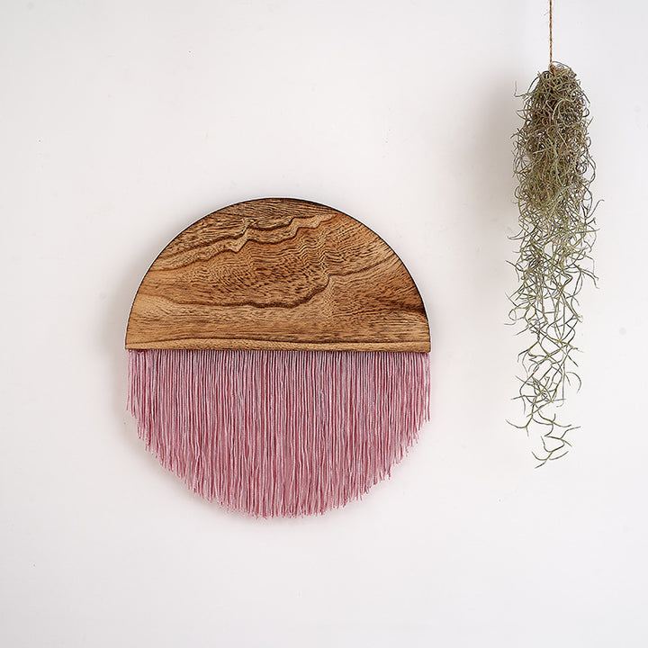 Macrame Wall Decor with Wooden Base Bowlift