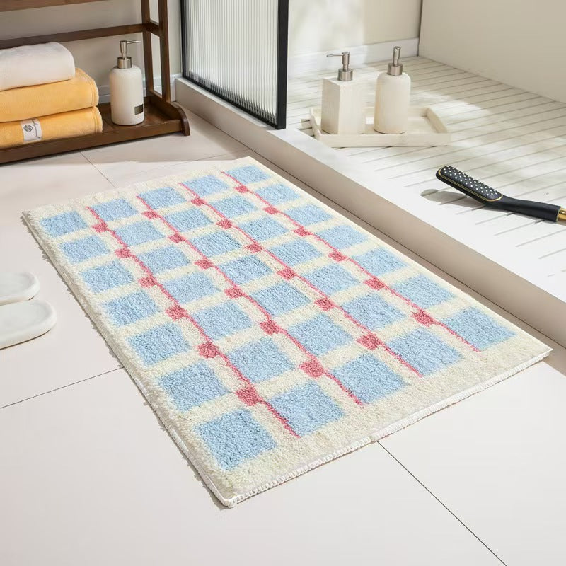 Geometric Textured Plush Bath Mat Bowlift