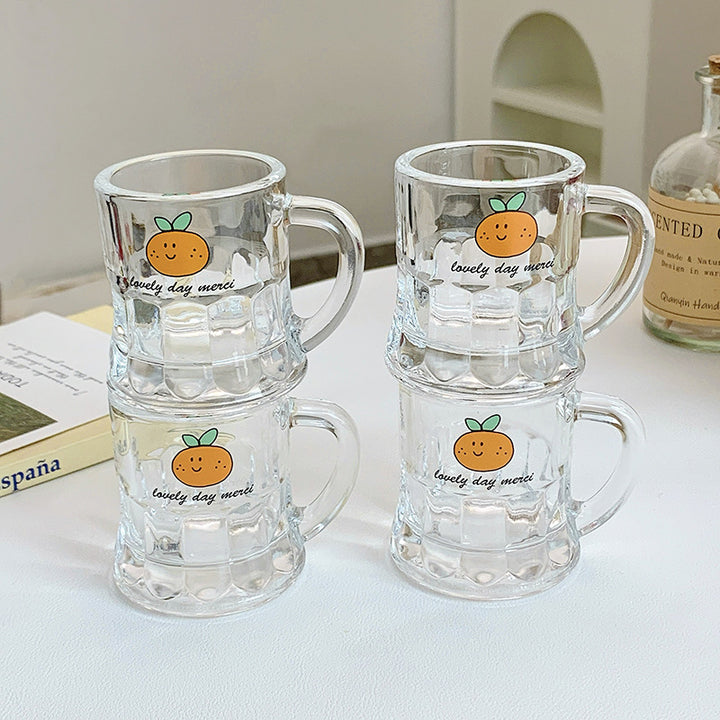Ceramic mugs set with cheerful orange design Bowlift