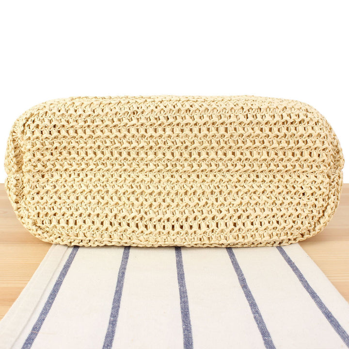 Handbag Made of Natural Braided Material with Elegant Leather Straps Bowlift