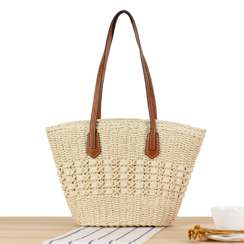 Basket bag with artificial leather handles Bowlift