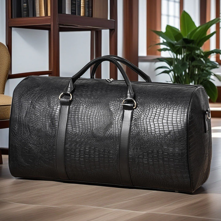 Luxurious Travel Bag Made of High-Quality Faux Leather with Elegant Crocodile Pattern Bowlift