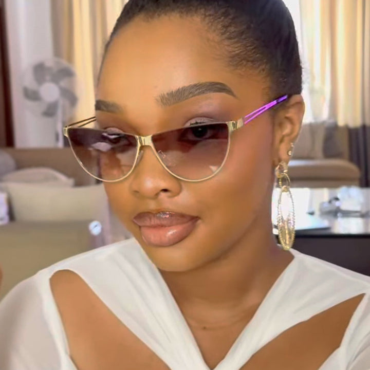 Women's Cat-Eye Sunglasses with Stylish Metal Frame and Protective UV Filter Bowlift