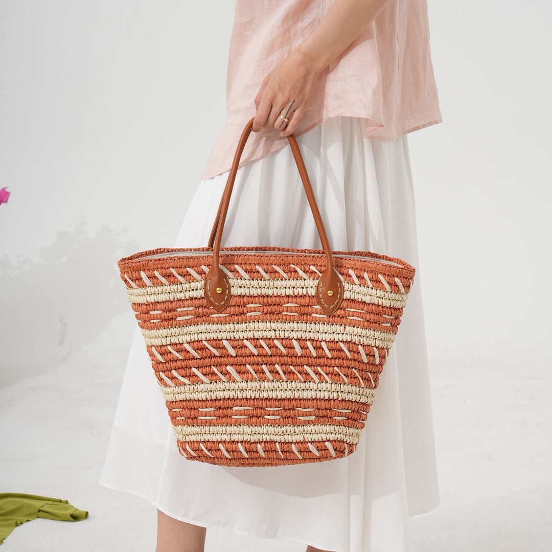 Polka Dot Rattan Handbag Bowlift