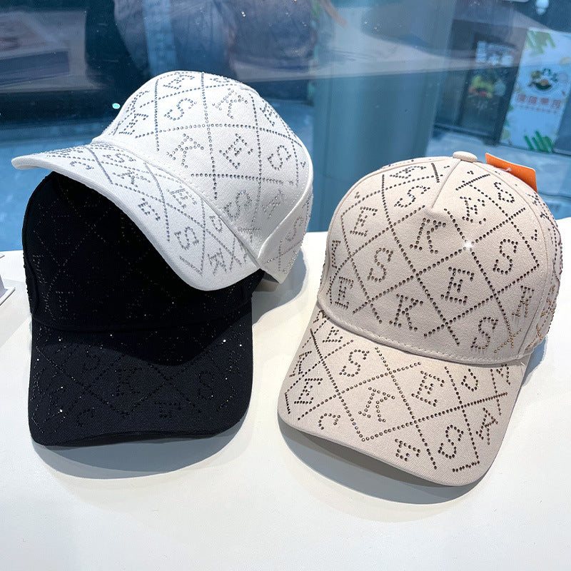 Women's Rhinestone-Embellished Adjustable Baseball Cap Bowlift