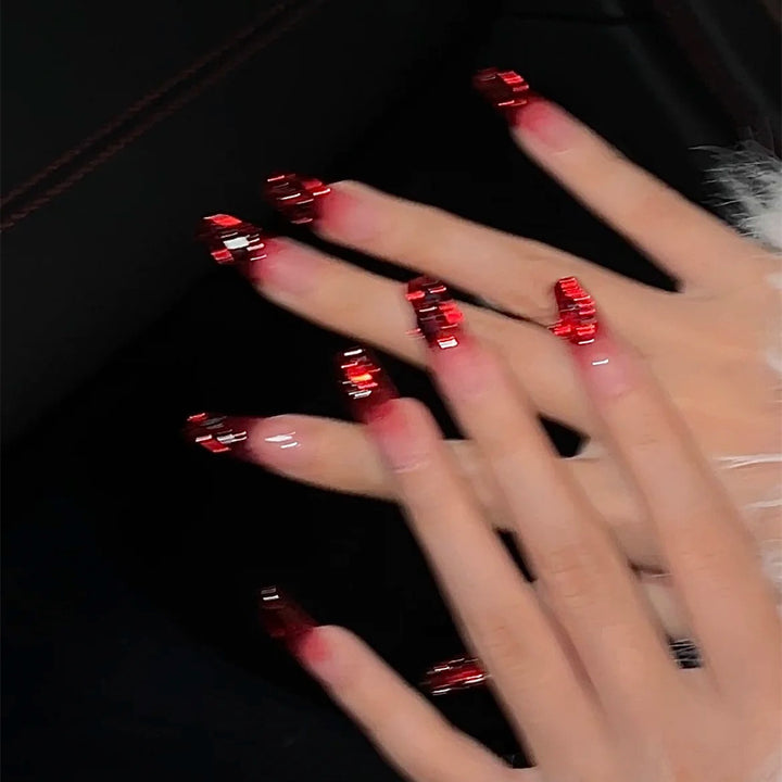 Glamorous Long Press-On Nail Tips with Glitter Accents