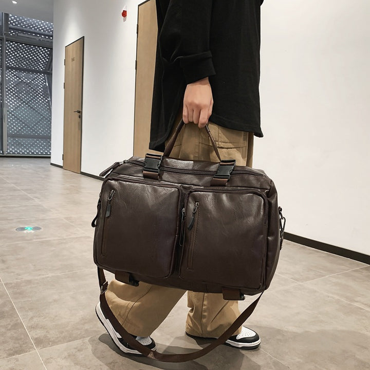 Multi-Functional Leather Weekend Bag Bowlift