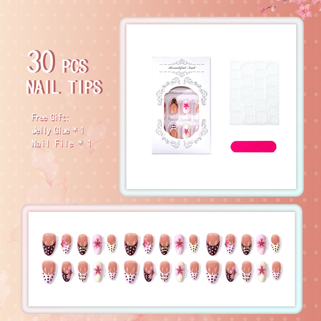 Decorative Floral Press-On Nail Set
