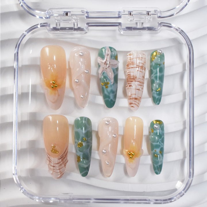 Thematic Ocean-Inspired Press-On Nail Extensions Bowlift