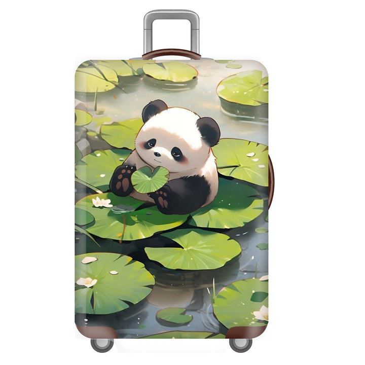 Unisex non-elastic suitcase cover for hard shell trolley with cute panda design, stretch protective cover with handle and wheel openings Bowlift