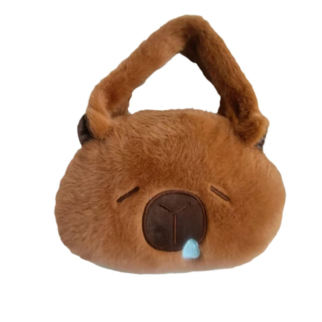 Plush Shoulder Bag with Cute Animal Motif Bowlift