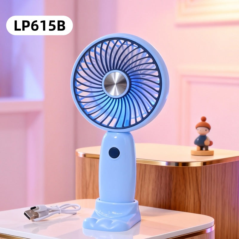 Women's Portable Handheld Fan with LED Lighting and Animal Design Bowlift