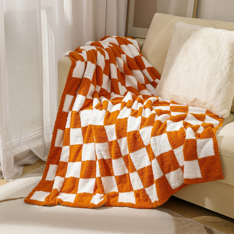 Soft Plush Checkerboard Throw Blanket Bowlift