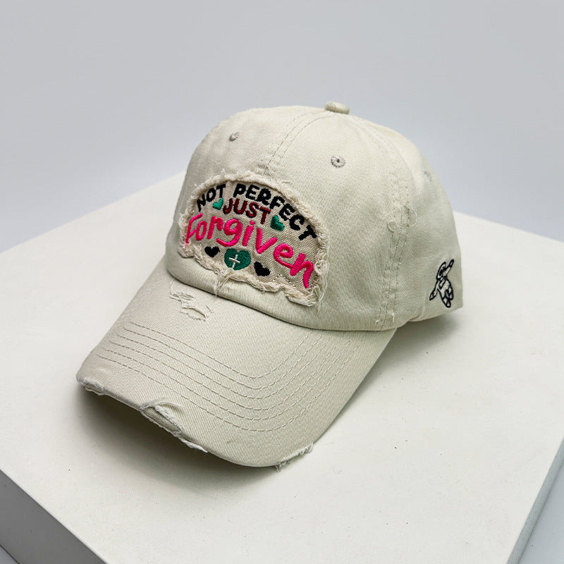 Women's Distressed Cotton Inspirational Baseball Cap Bowlift