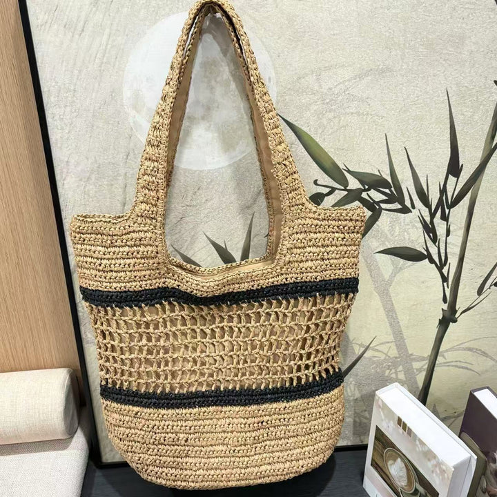 Handwoven tote bag with modern grid pattern Bowlift