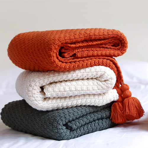 Textured Knit Throw Blanket