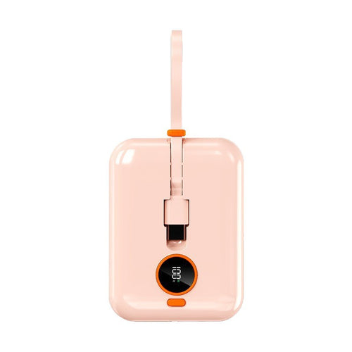 Portable Mini Power Bank with Integrated Charging Cable and Digital Display Bowlift