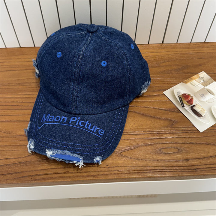 Women's Distressed Denim Baseball Cap Bowlift 1783922478