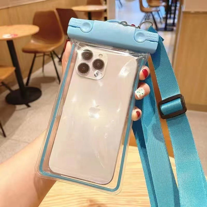 Waterproof phone pouch with adjustable lanyard and transparent touch-sensitive sleeve Bowlift