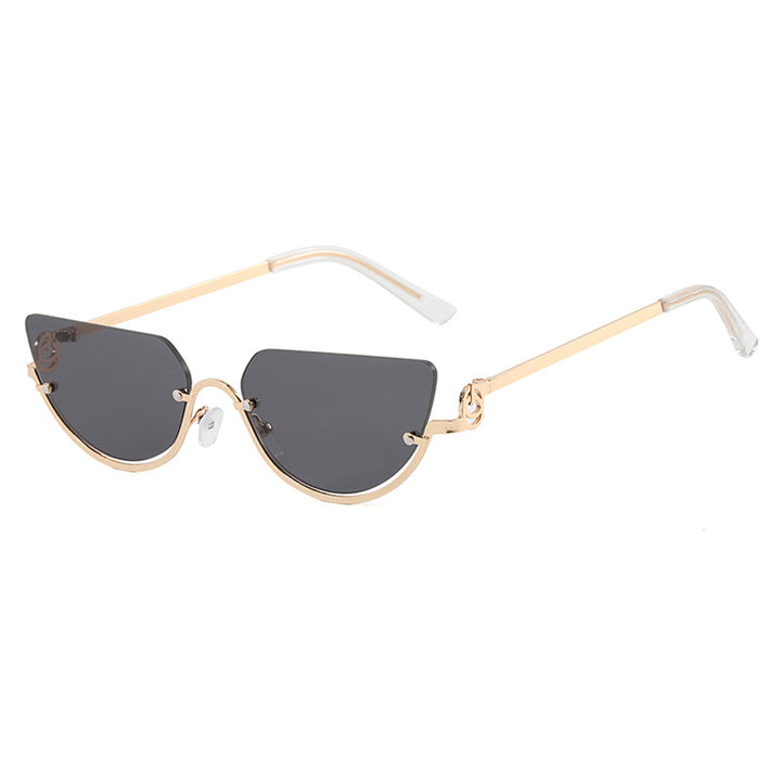 Ladies Cat-Eye Sunglasses with Gold-Colored Metal Frame and UV Protection Bowlift