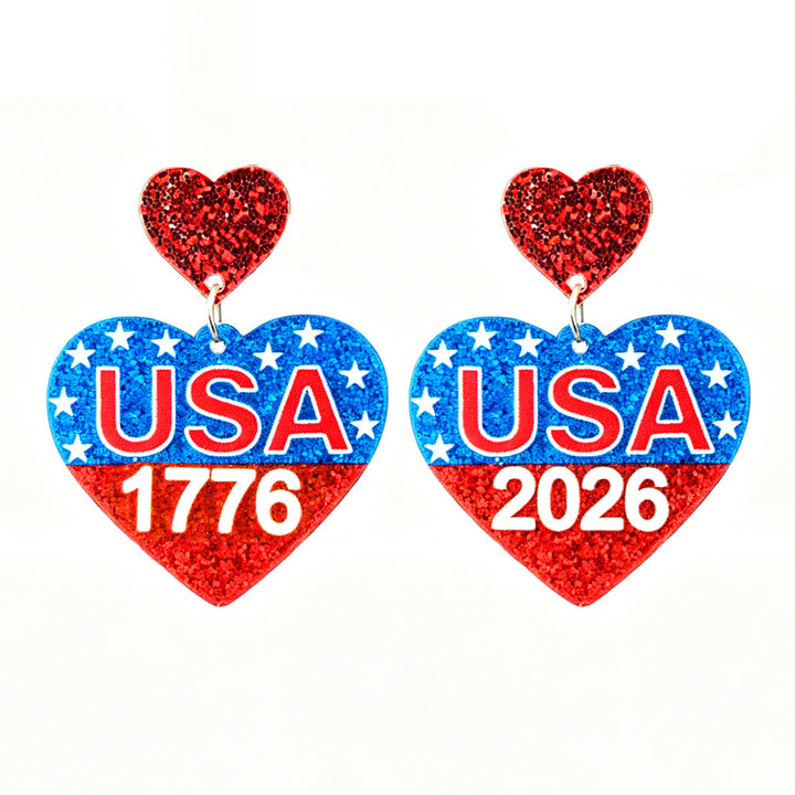 Ladies nan glittering bow earrings with stud closure and star stripe motif Bowlift