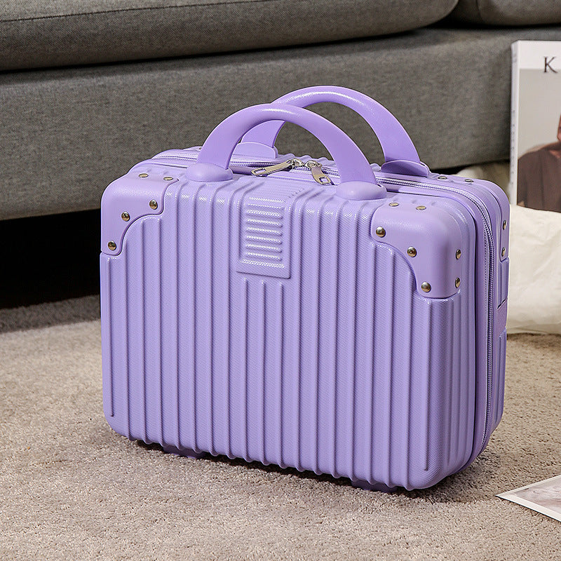 compact hard-shell travel vanity cosmetic and tech organizer with ribbed shell reinforced corners removable padded insert Bowlift