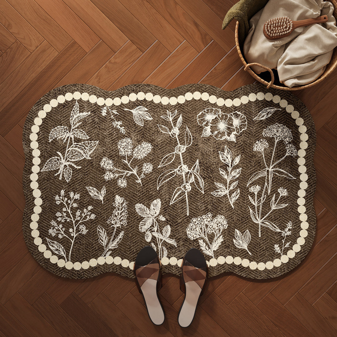 Decorative Botanical Pattern Bath Mat Bowlift