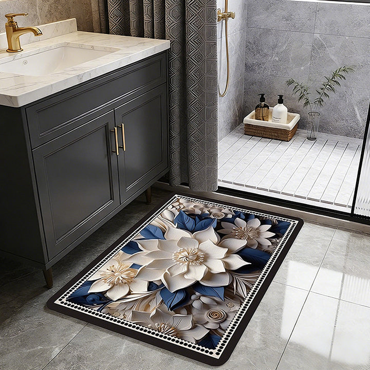 Geometric Patterned Bath Rug Bowlift