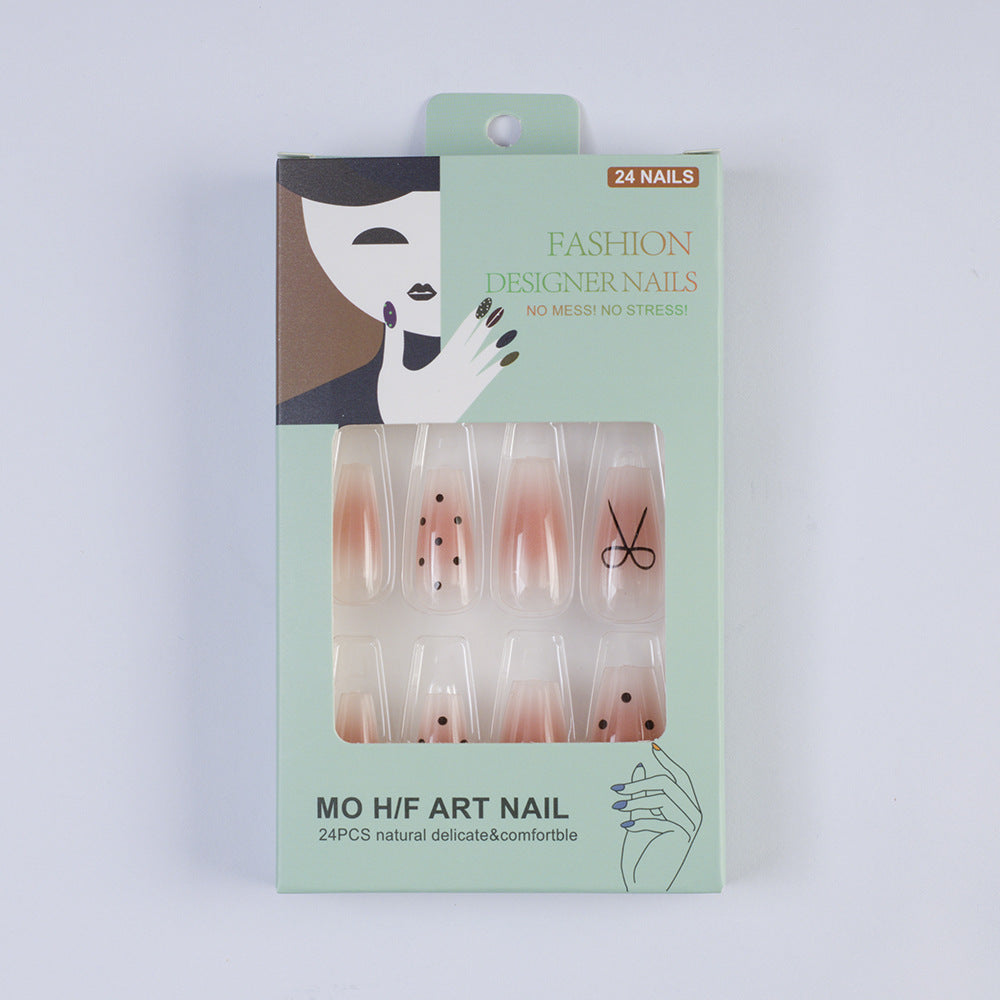 Artificial nails with modern dot design and elegant accents Bowlift