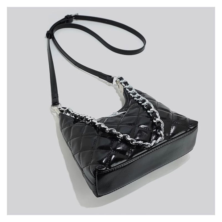 Quilted Chain-Handled Shoulder Bag Bowlift