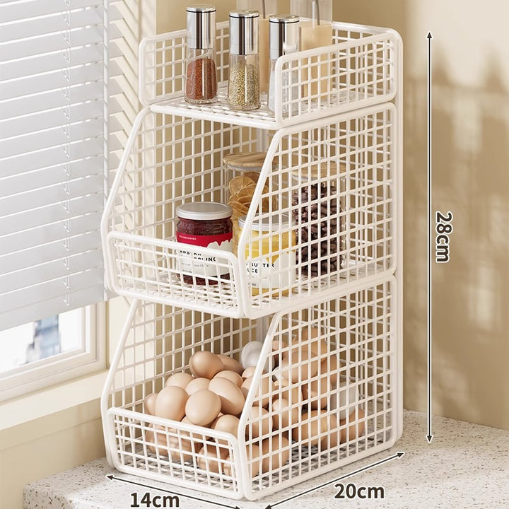 Stackable Two-Basket and Top Shelf Wire Countertop Pantry Organizer