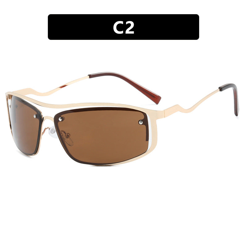 Women’s futuristic sunglasses with an elegant metal frame and high-transparent lenses Bowlift