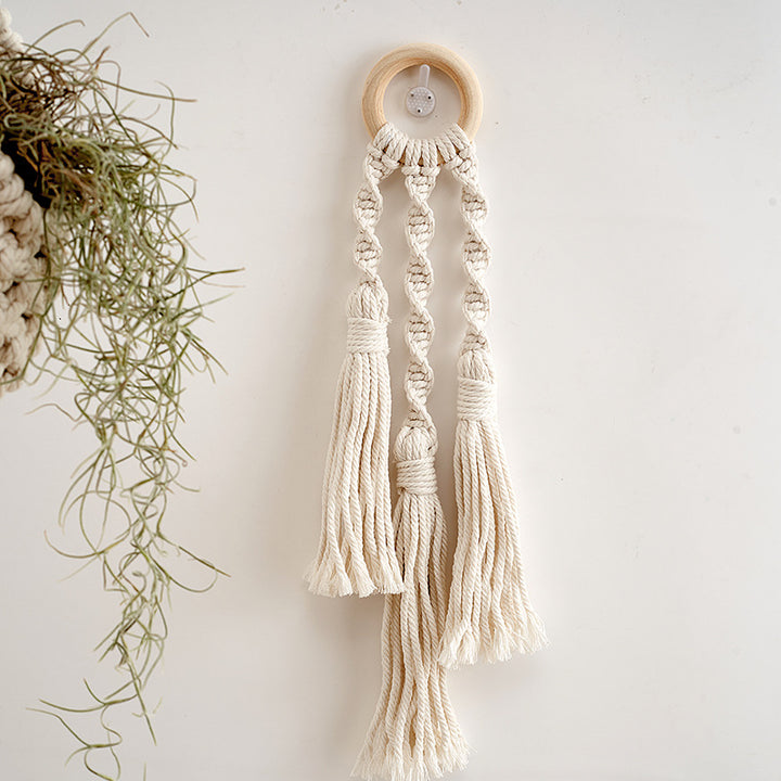 Decorative Macrame Wall Hanger with Wooden Ring Bowlift