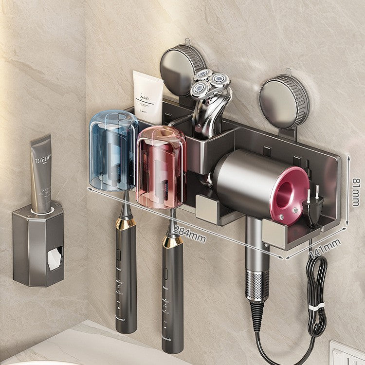 Wall-Mounted Hair Tool Organizer with Storage Compartment Bowlift