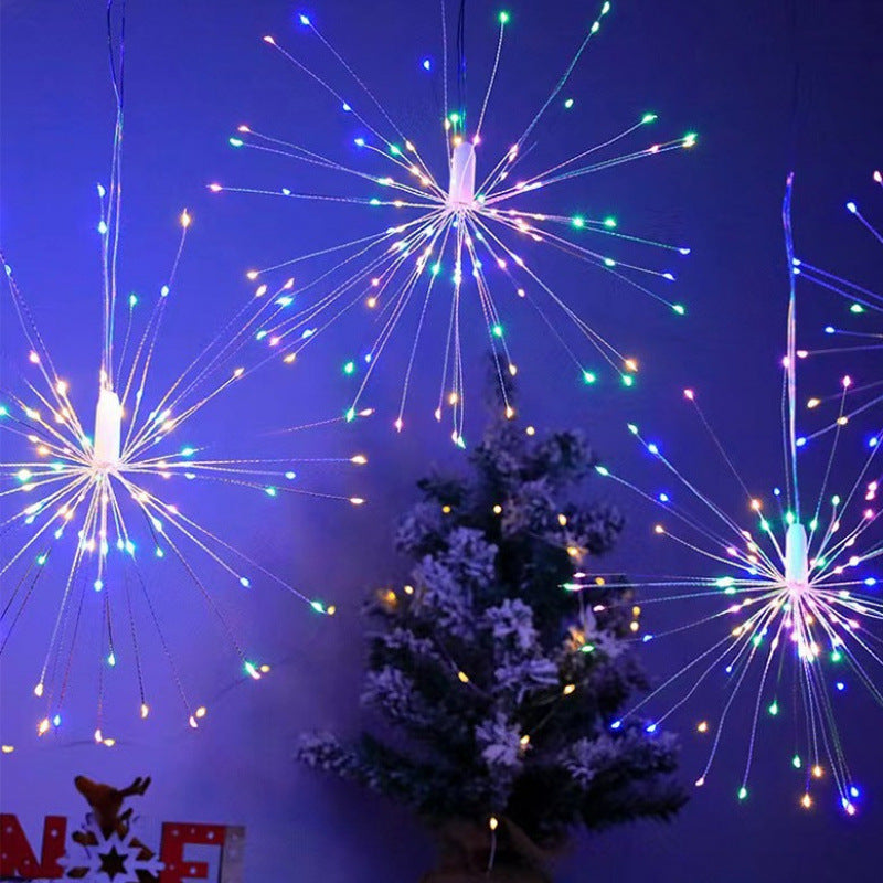LED Starburst Hanging Pendant Light Decoration With Fiber-Optic Spokes Bowlift