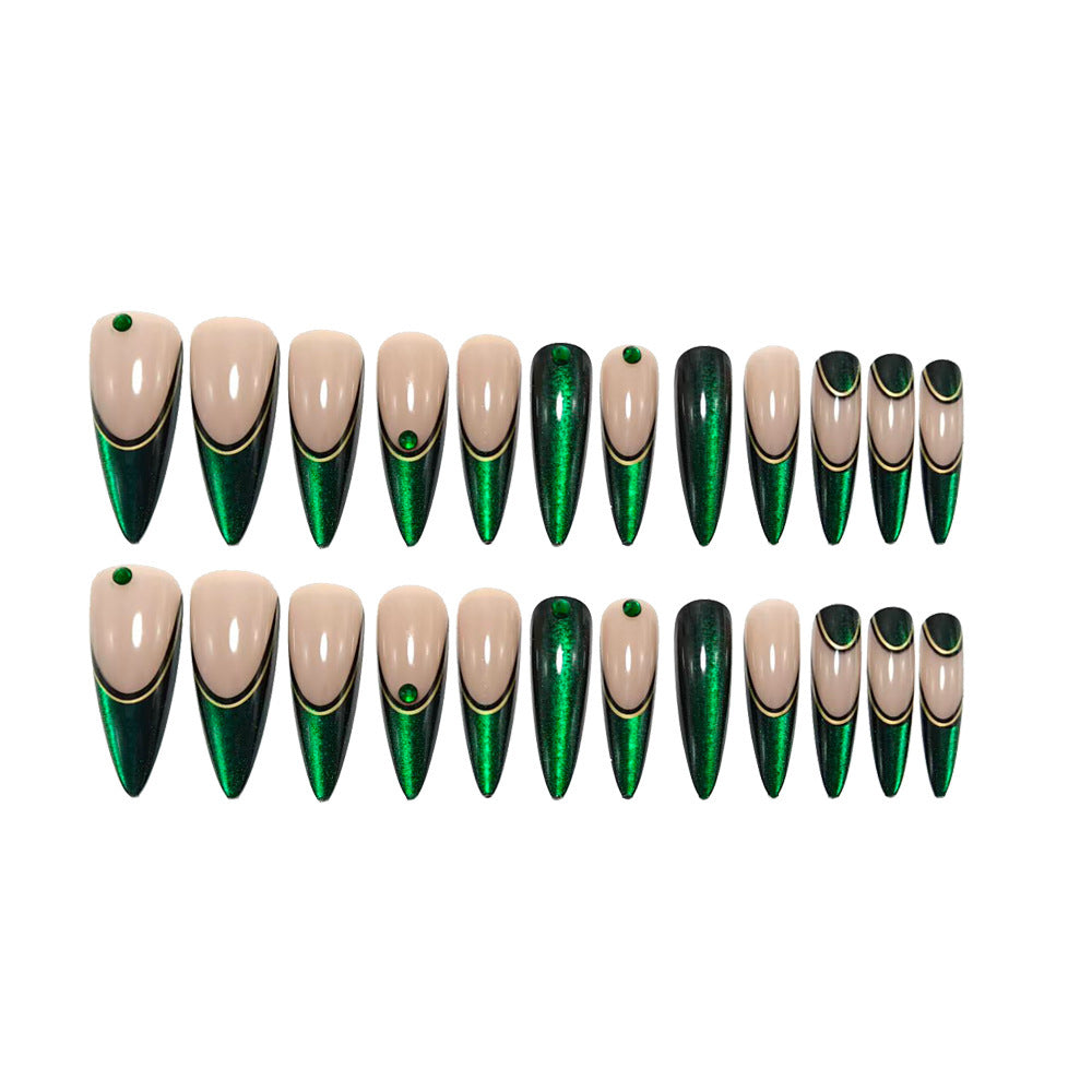 Artificial nails with elegant glitter gradient and modern accents Bowlift