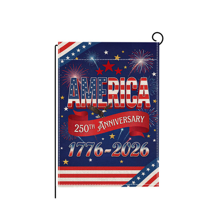 Distressed Vintage American Flag Garden Banner With Statue Of Liberty Motif Double-Sided Polyester