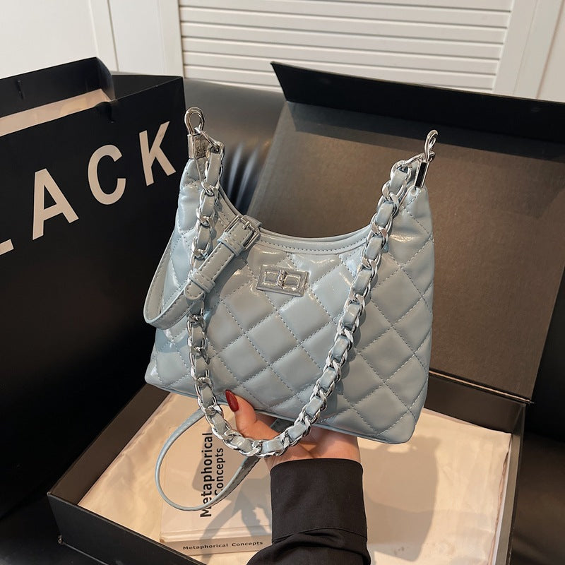 Quilted Faux Leather Chain Handbag Bowlift