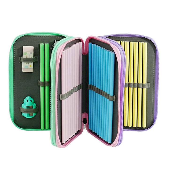 Dinosaur-Themed Dual-Zipper Pencil Case Bowlift